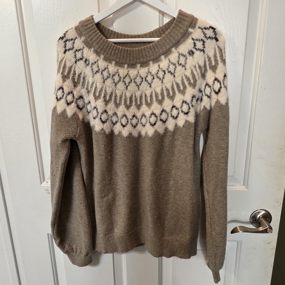 Maurices Brown and Cream Patterned Sweater